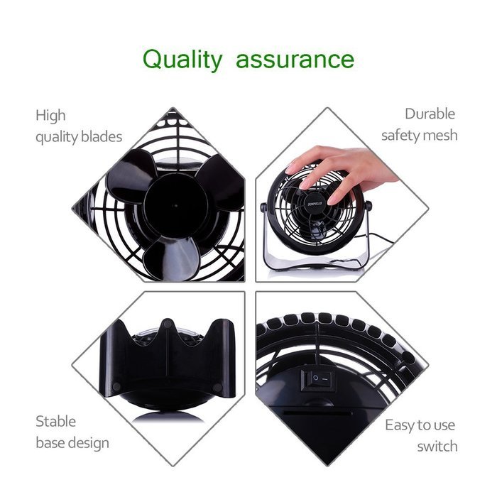 SUNPOLLO Desktop USB Fan, Mini Table Fan for Home and Office (USB Powered, Large Airflow, Personal Cooling, Quiet... N2