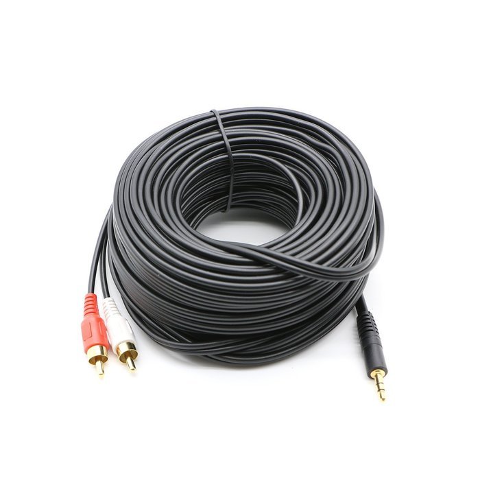 Pasow 3.5mm Stereo Male to 2RCA Male (Right and Left) RCA Audio Cable (30 Feet) N10