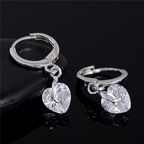 New Arrival! Silver Fashion Heart Gemstone Dangle Earrings Hot Sale N2