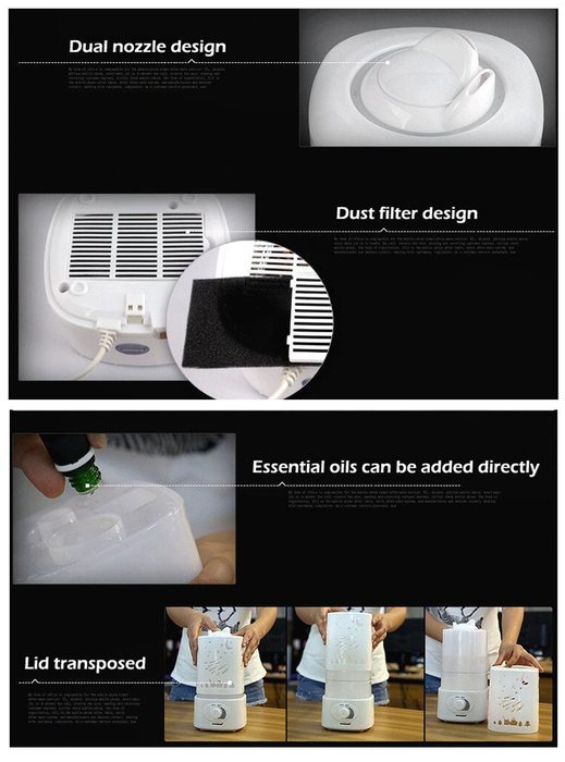 1.5L Aromatherapy diffuser air Ultrasonic humidifier LED Night Light With Carve Design air mist maker for Home...