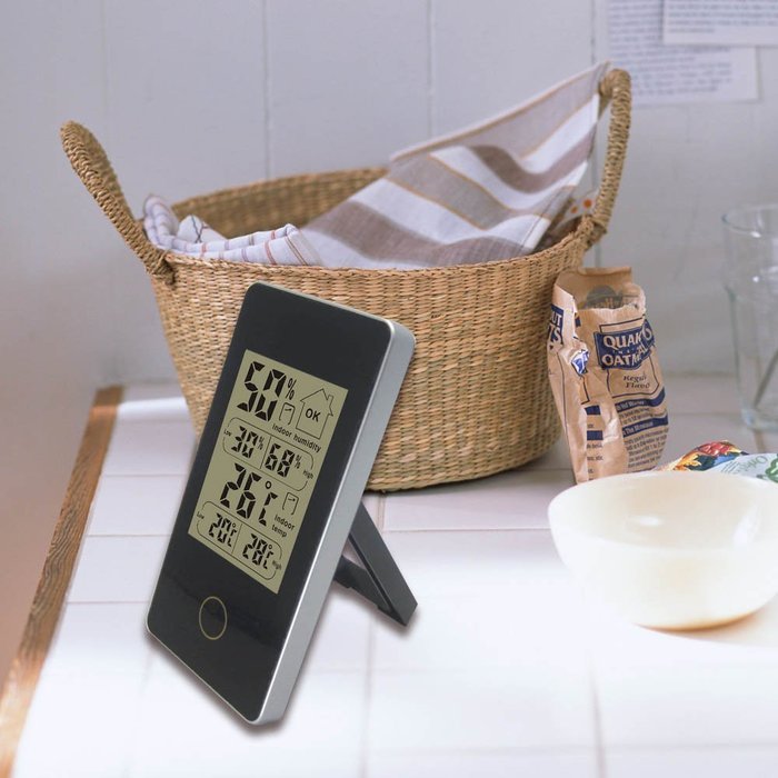 DYKIE RS8428B5-BK Indoor Thermometer Hygrometer Monitor Black N5