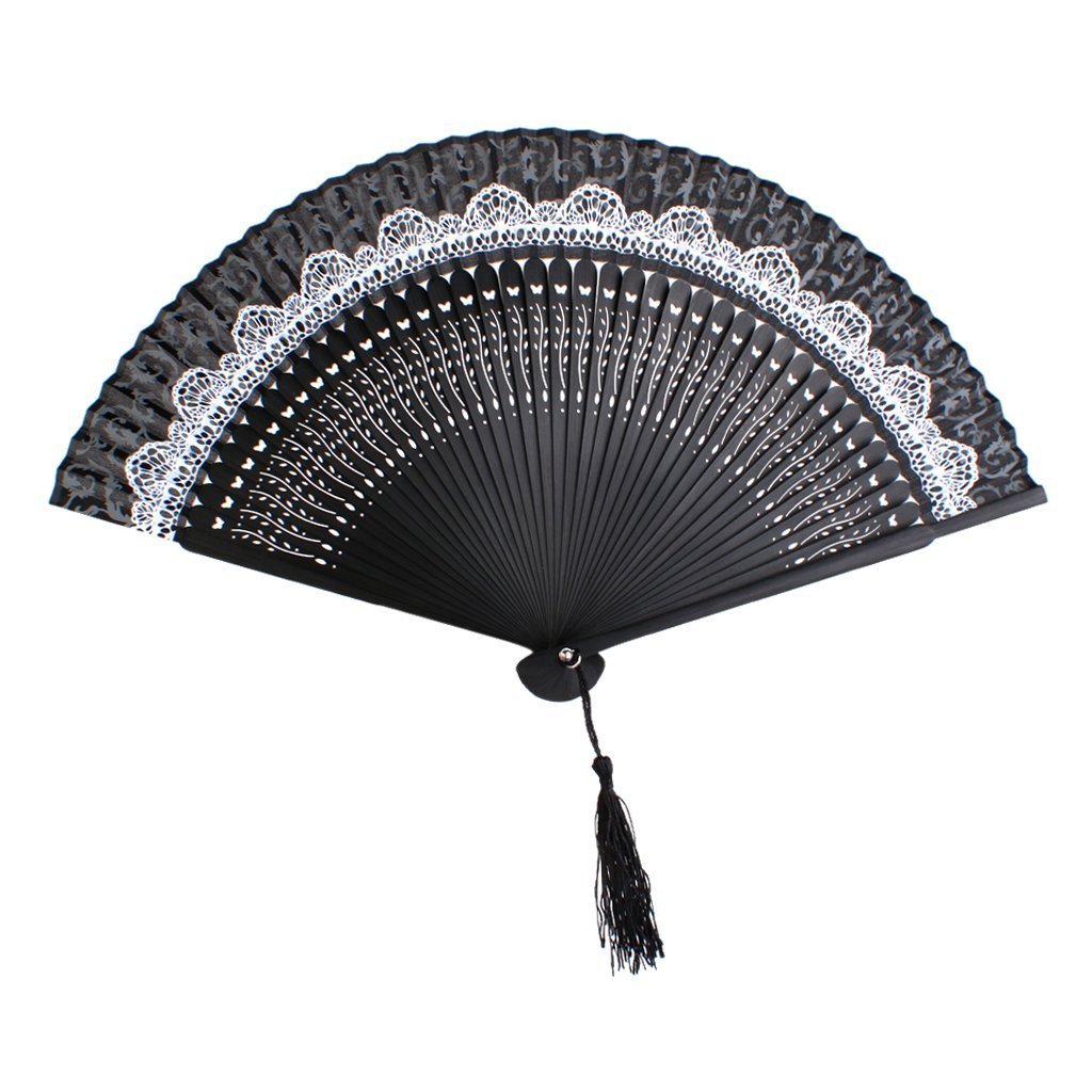 Hollow Rib Flower Hand Fan Folding Fan Pocket Fan (Blue) N8 free image ...