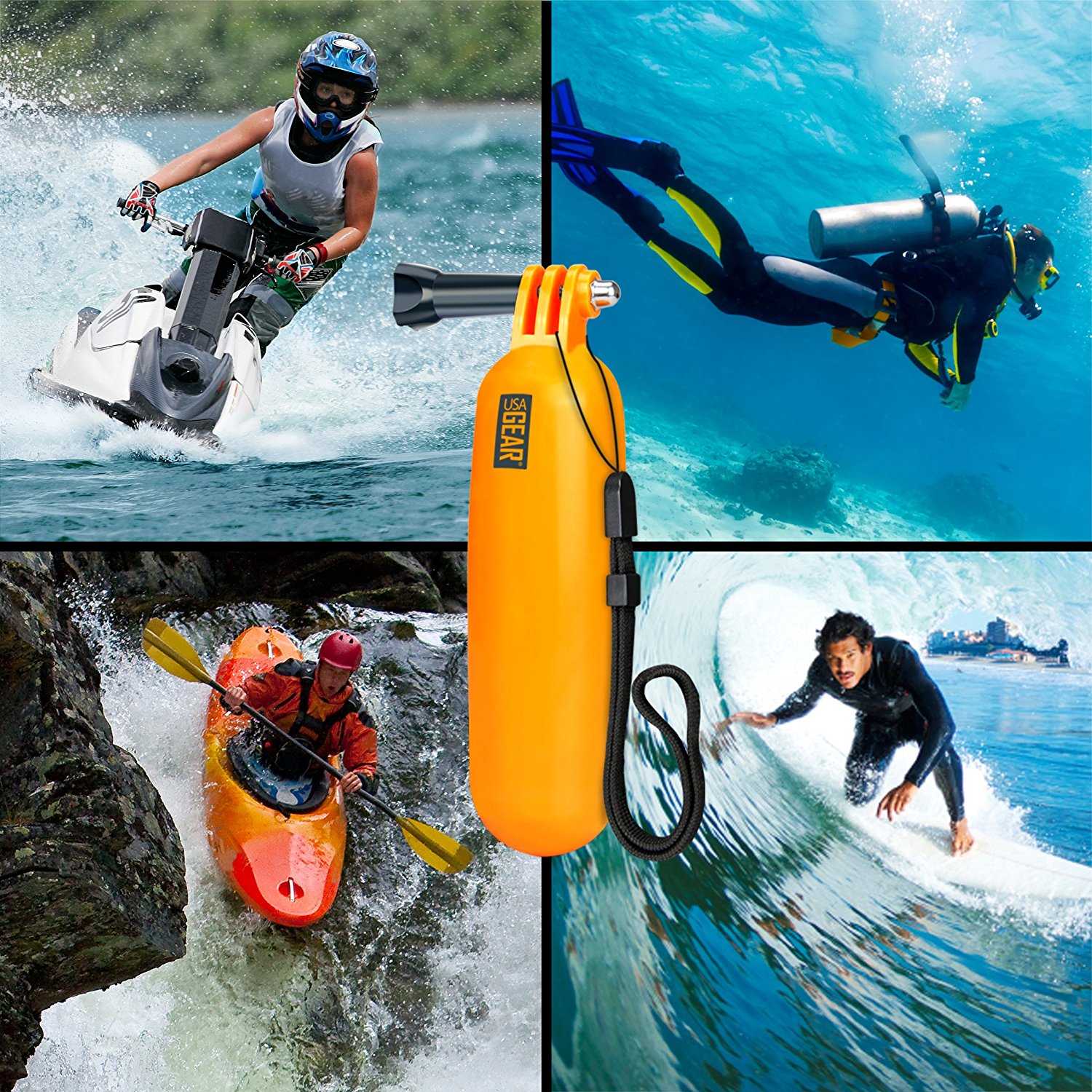 Action Cam Surf Mount Bundle with Chest Strap , Float Grip , Wrist and ...