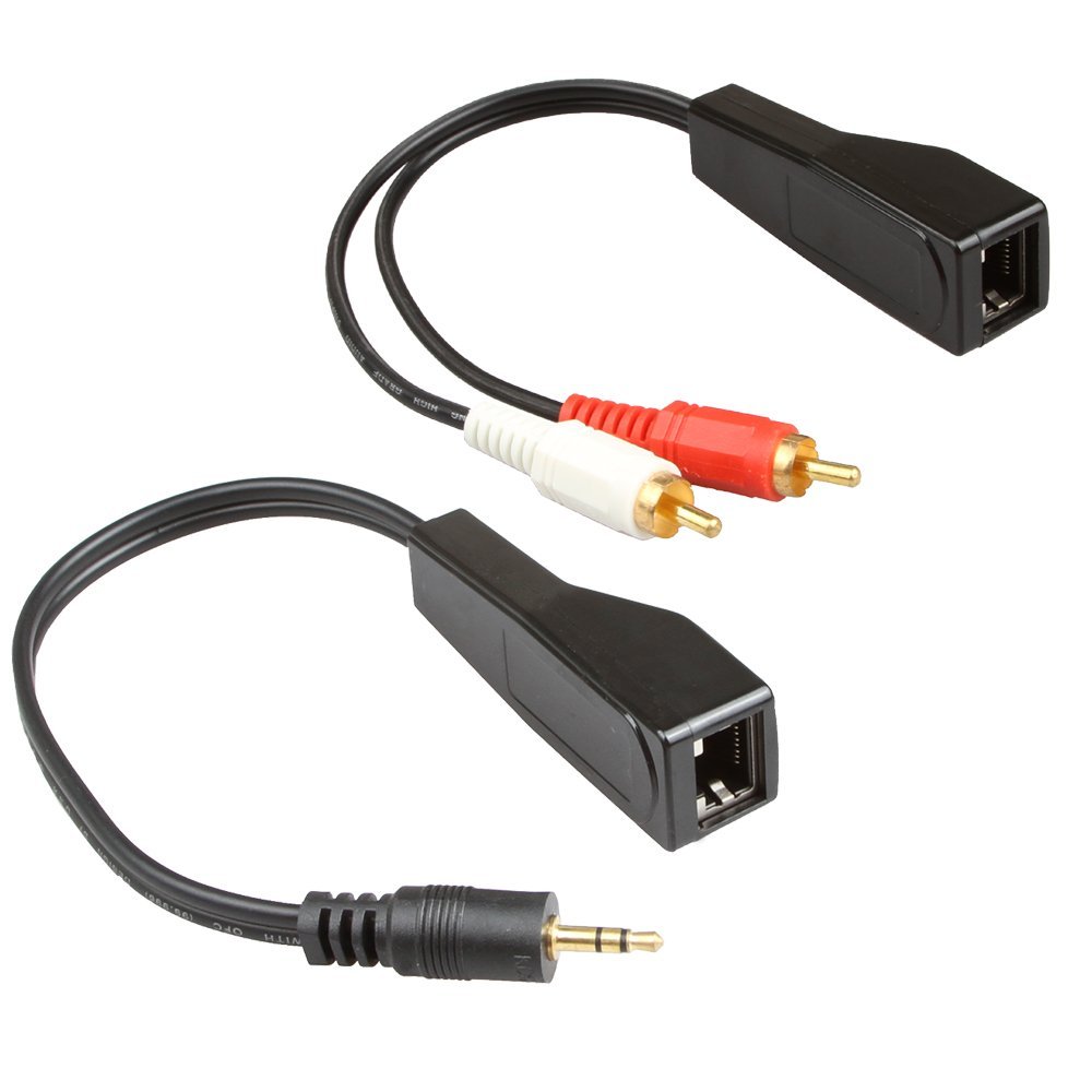 RELPER 2 Pack 3 RCA to RJ45 Balun Component Video and Audio Extender