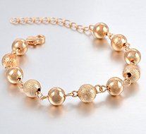 Women Lucky Gold Beads Chain Bangle Charm Cuff Bracelet Jewelry New N2