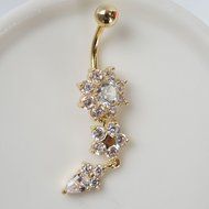 Beauty Crystal Flower Dangle Navel Belly Button Ring Bar Body Piercing Jewelry N2