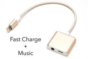 iPhone 7 Lightning to 3.5mm Power Audio Charge Headphone Jack Adapter Cable - Lightning Charging Port and Music... N8