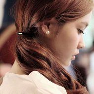 New Silver Plated White Pearl Ear Stud Studs Earrings Women Lady N2