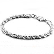 Fashion Womens 925 Sterling Silver Twisted Rope Chain Bracelet Jewelry
