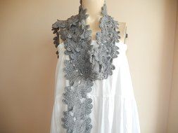 Grey Crochet Scarf -Long Crochet Scarf/woman Gift Scarf/winter Accessory-wool Scarf N2