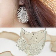 Fashion Plated silver Dandelion Dangle Stud Earrings Jewelry Loves Gift