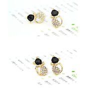 1 Pair Fashion Women Lady Elegant Crystal Rhinestone Ear Stud Earrings Cute Cat