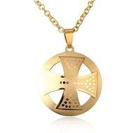 Women Men's Stainless Steel Gold Tone Cross Hollow Pendant Necklace Chain Gift (triangle)