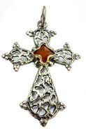 Sterling Silver 925 Cross 14ct Gold Parts Carnelian Stone Crucifix Jerusalem