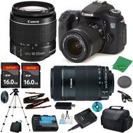Canon EOS 70D Camera with 18-55mm IS STM Lens + 55-250mm STM + 2pcs 16GB Memory Card + Camera Case + Memory Reader...
