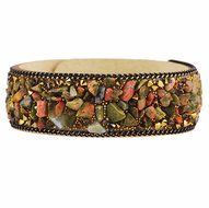 Gaobei Handmade Punk Style Womens Bangle Natural Crystals Stones and Crystal Inlay Soft Velvet Leather Wrap Bracelets N3