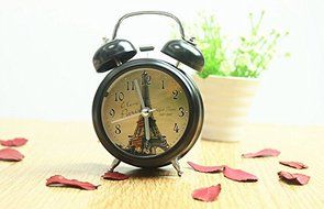 Surborder Shop Creative Twin Bell Analog Alarm Clock Battery Operated - Loud Alarm Clock Rural style Black N2