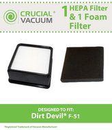 1 Dirt Devil F51 HEPA Filter &amp; 1 Foam Filter Fits Dirt Devil Ultra Cyclonic Upright Vacuum Model UD70010, Compare...