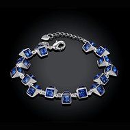 925 Silver Plated Blue Gem Women Wedding Sapphire Bracelet Bangle Jewelry