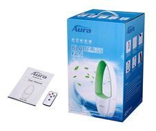 Aura Bladeless Fan, Oscillating Fan, With Decorative LED Light &amp; Remote Control (Silver)