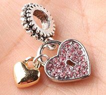 sterling 925 Silver Love CZ Charm Beads Pendant Fit Bracelet Necklace Chain A189 N3