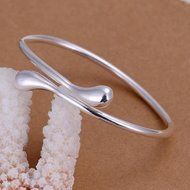 beautiful Fashion 925 Sterling silver Plated Women drop cuff bangle Bracelet B5