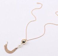 Fashion Women's Lady Pearls Long Chain Charms Sweater Chain Tassel Necklace