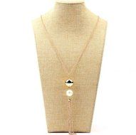 Fashion Women&#039;s Lady Pearls Long Chain Charms Sweater Chain Tassel Necklace N2