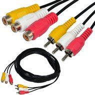 MagicW 15ft 3RCA Male to Female Audio Composite Extension Video Cable DVD AV TV UK 3RCA Audio Vedio Cable N2