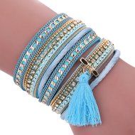 AutumnFall Women Bohemian Bracelet Woven Braided Handmade Wrap Cuff Magnetic Clasp (Black) N3