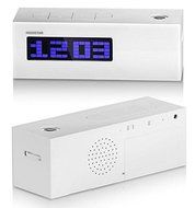 White Fashion Laser Projecting Alarm Clock FM Radio Time Date Temperature Projector,Digital Desk Calendar N3