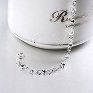 Women Silver Plated Crystal Chain Bangle Cuff Charm Bracelet Jewelry