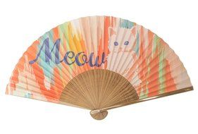 Fine &amp; Folded Folding Hand Fan - iKat &amp; Kitten - with fabric carrying case