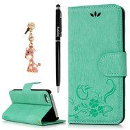 iPhone SE Case,iPhone 5S Case,iPhone 5 Case - Flip Wallet Case Stand Vintage Embossed Flowers PU Leather Texture... N3