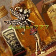 Womens Ladies Shiny Rhinestone Flying Wings Fairy Girl Pendant Necklace Chain