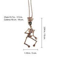 Twinkle Crystal Metal Pendant Necklace - Rope Skull (Black)