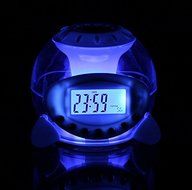 New Arrival Charming LED Light LCD Screen Multi 7 Color Changing Natural Sound Alarm Clock Calendar Temperature... N3