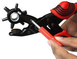 Nouventi Leather hole punch - Heavy duty puncher tool with 6 sizes on revolving head - Requires less strength...