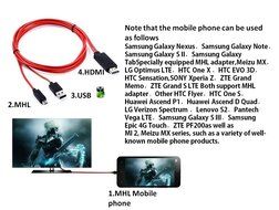 Eriotpy 6.5 Feet / 2 Meter Long MHL Micro USB to HDMI 1080P HDTV 11 Pin Audio Video Mirroring Adapter Cable Cord N4