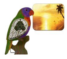 Lorikeet (Tropical Bird) Shaped Decorative Tabletop Portable Fan with Bonus Vibration and Sound Dampening Pad N2