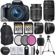 Canon EOS Rebel T5i DSLR Camera Full HD 1080p + Canon 18-55mm IS Lens + Canon 75-300mm III Lens + 0.43x Wide Angle... N7