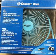 CZHV8USB BLUE Comfort Zone 8" Inch DUAL POWERED HIGH VELOCITY Fan Vibration FREE Quiet Operation Cooling Air