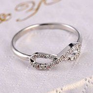 Women Chic 925 Sterling Silver Love Infinity Knot Clear CZ Promise Ring Jewelry (10)