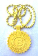 Black WaLL Street Yellow Hip Hop Style Pendant with matching beaded necklace N5