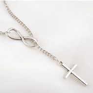 New Charming Women Ladies Silver Infinity Cross Pendant Chain Necklace Jewelry