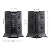 Safemore Power Strip Surge Protector Smart 8-Outlet with 4-USB Ports Socket Black N2