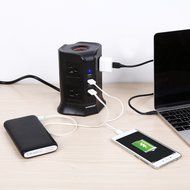 Safemore Power Strip Surge Protector Smart 8-Outlet with 4-USB Ports Socket Black N3