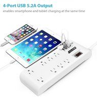 BESTEK 8-Outlet Surge Protector Power Strip 6-Foot Cord with 5.2A 4-Port USB Ports, ETL Listed N8