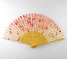 Japanese Silk Handheld Fan, Pink with Cherry Blossoms HF78