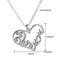 "Mom" Charm Crystal Heart Pendant Necklace Chain Statement Mother's Day Gifts